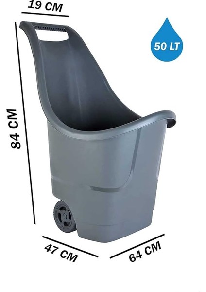 Baha Çok Amaçlı Plastik Bahçe Arabası Tekerlekli 50 Litre Antrasit modelleri