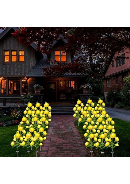 2 Adet Solar Güneş Enerjili, Sarı Gül Dalı, Gerçekliği Artırılmış, Bahçe Aydınlatması, Patika, Veranda, Balkon, Havuz Kenarı, Peyzaj Süslemeleri Için,su Geçirmez, Beyaz Led, 80 cm Büyük Boy fırsatları