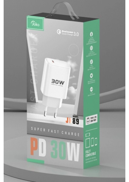 JK89 30W Type-C Çıkışlı Ekstra DC66 1m Type-C To Lightning Kablolu Pd Şarj Cih - M535K055-R90 fırsatları