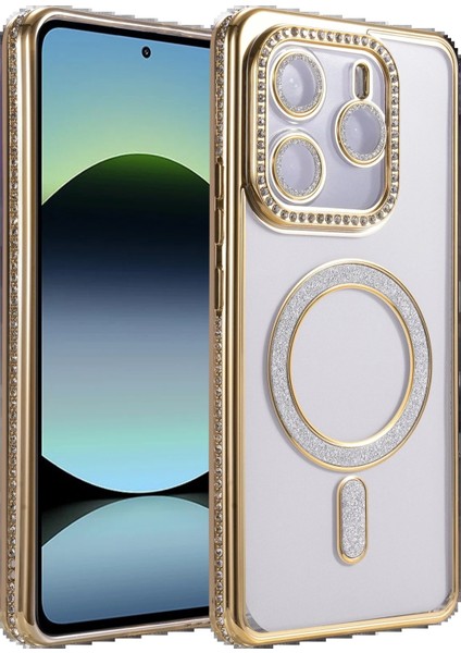 Xiaomi Redmi Note 14 4g Joke Simli Magneticsafe Kılıf - GOLD-(5796) - M035K760-R68035