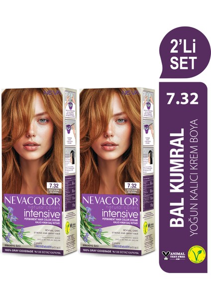 Intensıve 2\'li Set 7.32 Bal Kumral Kalıcı Krem Saç Boyası Seti