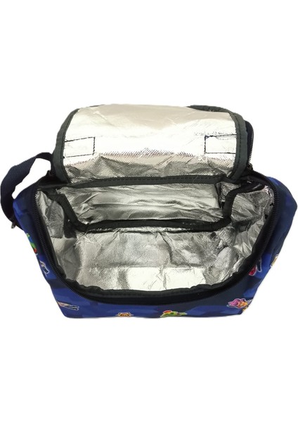 Kore Tarzı Kapaklı Lüks Erkek Çocuk Ortopedik İlkokul Çantası Folyolu Beslenme ve Kalemlik