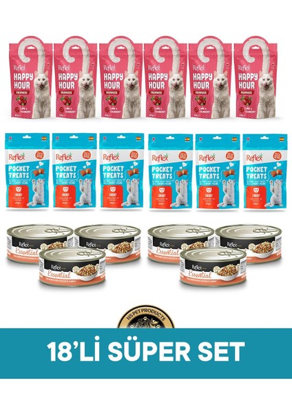 Happy Hour-Pocket Treats-Essential Kedi Maması 18'li Süper Set - 1