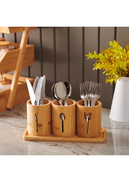 Mien Bambu 3'lü Kaşıklık Seti – Tezgah Üstü Çok Amaçlı Düzenleyici ve Altlık (9X12 cm + 11X30 Cm)