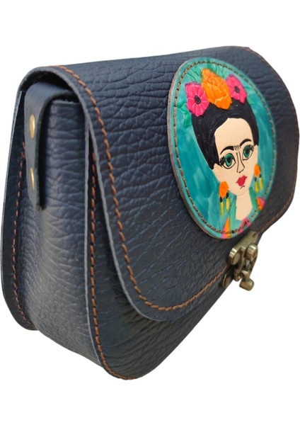 El Yapımı Hakiki Deri Frida Kahlo Desenli Mini Kadın Çapraz Çanta - El Boyaması Vintage Tarz Omuz Çantası - Sanatsal El Işçiliği Tasarım fiyatları