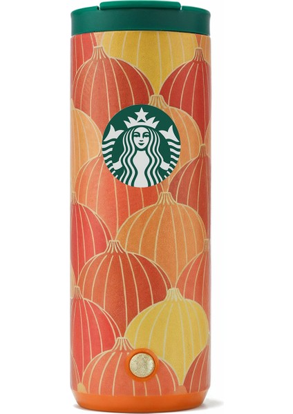 Balkabağı Tasarımlı Paslanmaz Çelik Termos Turuncu 473ML