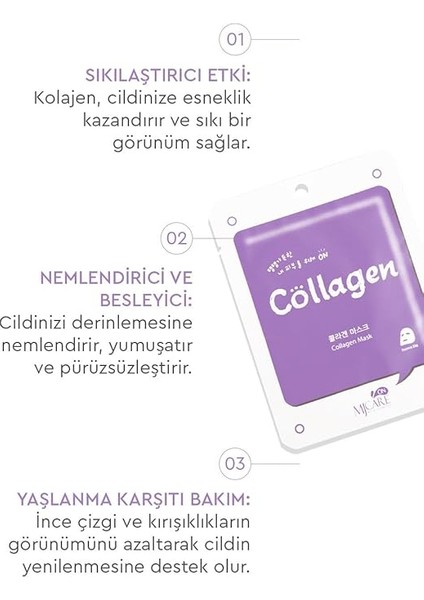 Mijin Cosmetics On Collagen Mask - Kolajen Özlü Yüz Maskesi 5'li modelleri