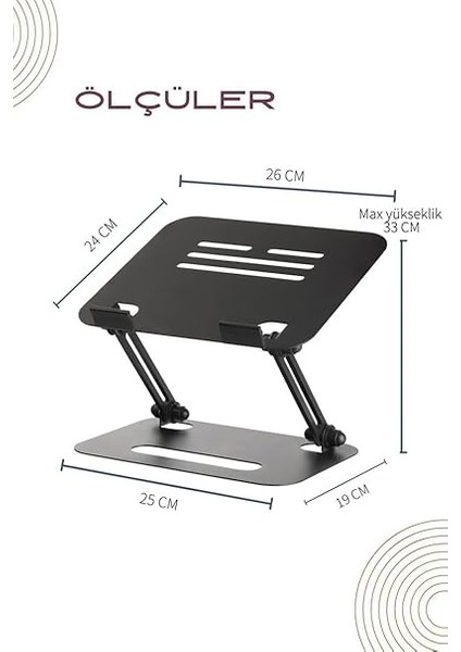 2 Tüm Modellerle Uyumlu Metal Kolay Ayarlanır Katlanabilir Siyah Laptop Standı Yükseltici fiyatları