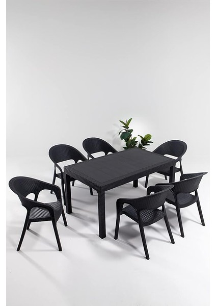 Garden 90X150 Bahçe&balkon&teras Masa Seti - Antrasit