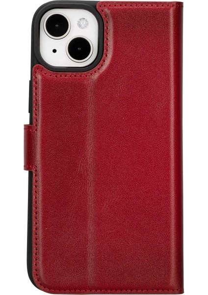 Apple iPhone 15 Plus Uyumlu Deri Cüzdanlı Kılıf Mwwn V4EF Kırmızı indirimleri