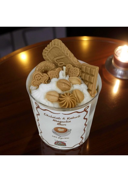 Çikolatalı & Kahveli Magnolia Mum – El Yapımı Soya Wax Kokulu Dekoratif Mum (Tatlı Tasarım) fiyatları