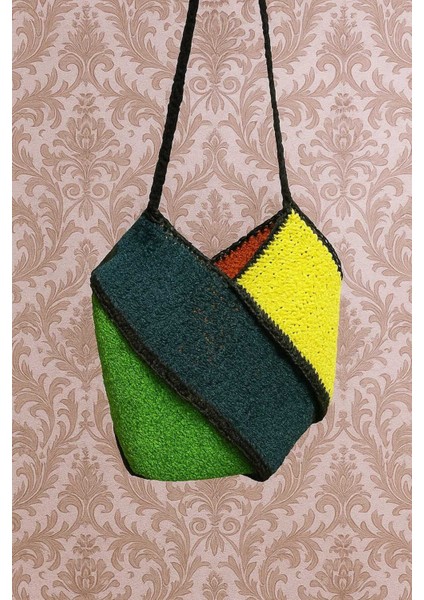 Parçalı Çok Renkli Kağıt Ip Tığ Işi El Örgüsü Çanta fırsatları