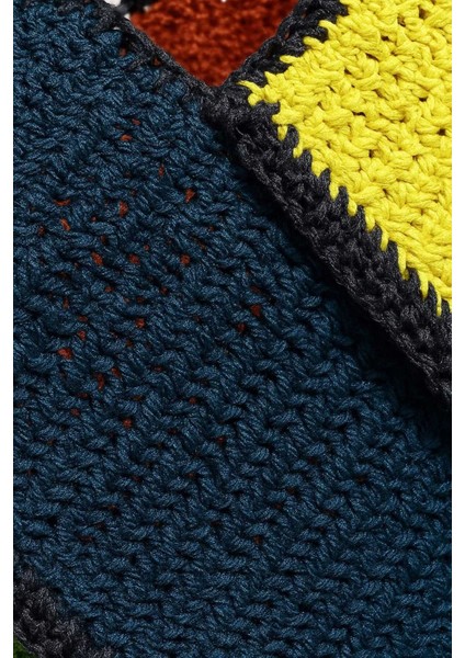 Parçalı Çok Renkli Kağıt Ip Tığ Işi El Örgüsü Çanta indirimleri