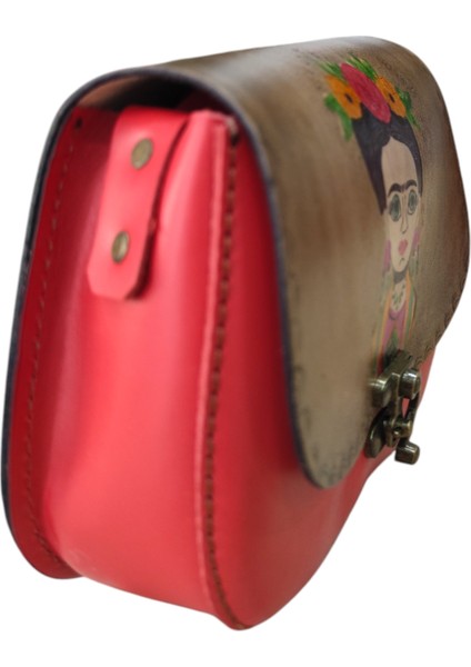 El Yapımı Hakiki Deri Frida Kahlo Desenli Mini Kadın Çapraz Çanta - El Boyaması Vintage Tarz Omuz Çantası - Sanatsal El Işçiliği Tasarım fiyatları