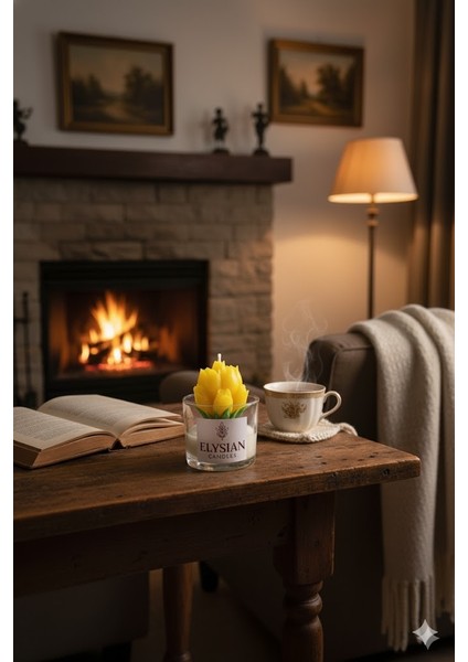 Sarı Lale Bardak Mum