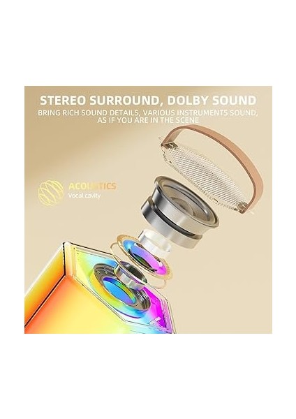 Machine Mini Kablosuz Mikrofon Hoparlör Seti, Rgb Renk Işığı ile Çift Mikrofon Karaoke Sistemi, Doğum Günü Partisi Için Taşınabilir, Açık Hava Kullanımı (Black) modelleri