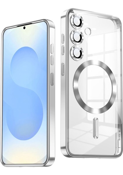 Samsung Galaxy A55 Uyumlu Magsafe Özellikli Kamera Korumalı Şeffaf Kılıf