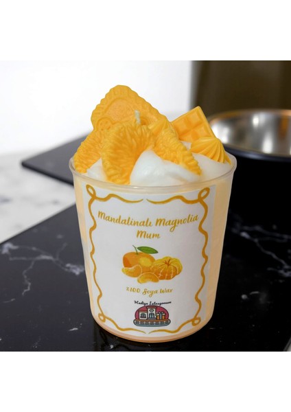 Mandalinalı Magnolia Mum – El Yapımı Soya Wax Kokulu Dekoratif Mum (Tatlı Mandalina Kokusu)