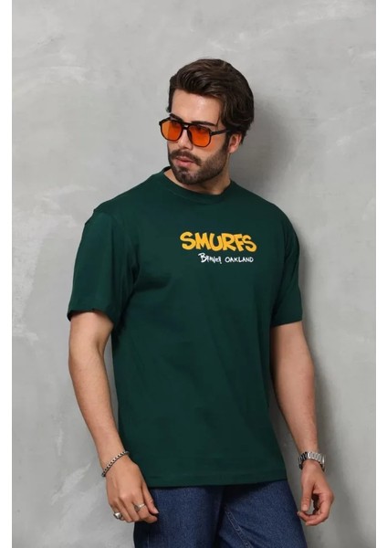 Unisex Basic Bisiklet Yaka Oversize T-Shirt - Yeşil fiyatları