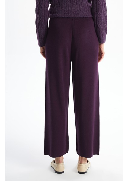 Yeni Sezon Beli Lastikli Düz Geniş Paça Kadın Triko Pantolon fırsatları