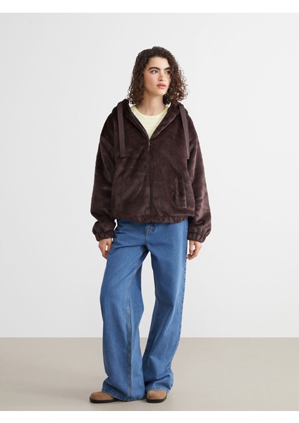 Yeni Sezon Kapüşonlu Oversize Kadın Pelüş Ceket fiyatları