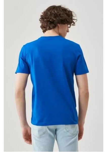 Unisex Düz Biskilet Yaka Oversize T-Shirt - Mavi modelleri