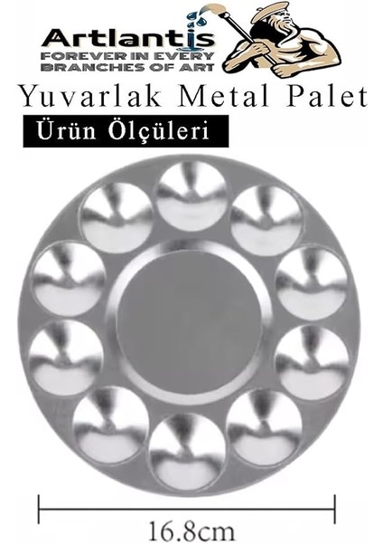 Metal Palet 1 Adet Metal Boya Paleti 10 Hazneli 17 cm Paslanmaz Resim Boyama Paleti Fırça Hediyeli indirimleri