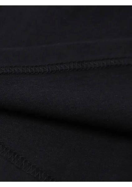 Baskılı Oversize Bisiklet Yaka T-Shirt - Siyah fırsatları