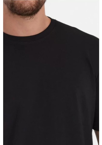 Unisex Düz Biskilet Yaka Oversize T-Shirt - Siyah modelleri