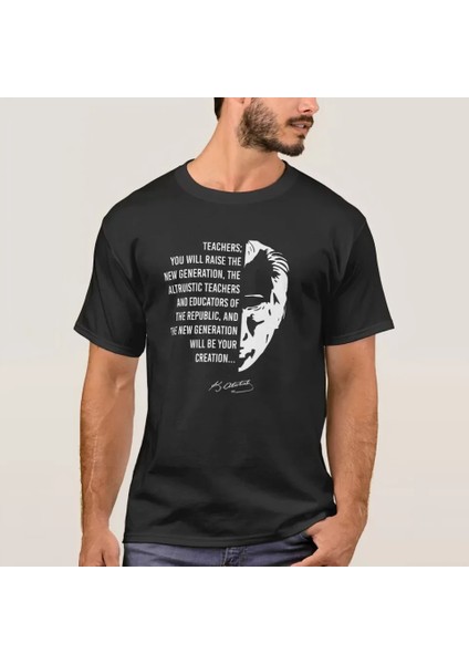 24 Kasım Öğretmenler Günü Baskılı T-Shirt - Siyah
