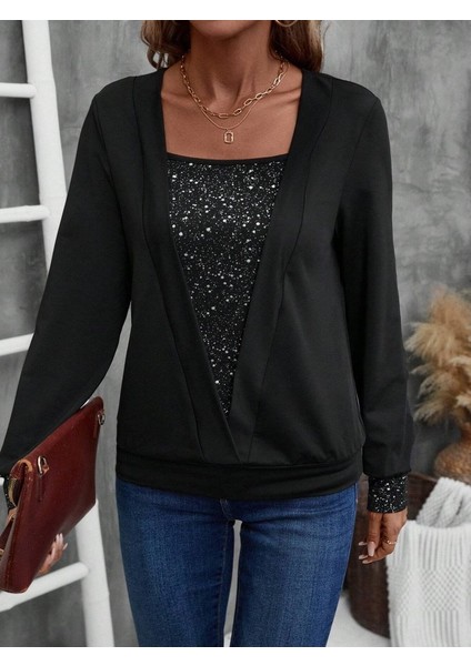 Kadın Uzun Kollu V Yakalı Içi Süprem Desenli Dışı Viskon Bluz modelleri