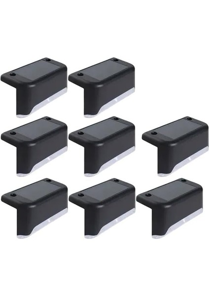 Güneş Enerjili Basamak Işıkları LED Solar Güneş Enerjili, Merdiven, Veranda, Bahçe, Balkon ve Çit Lambası, Köşebent, Yollar Vb. Su Geçirmez Water Proof Solar Lamba Gün Işığı (Siyah, 8 Adet)