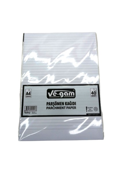 A4 40 Parça Çizgili Parşömen Kağıdı (4940)