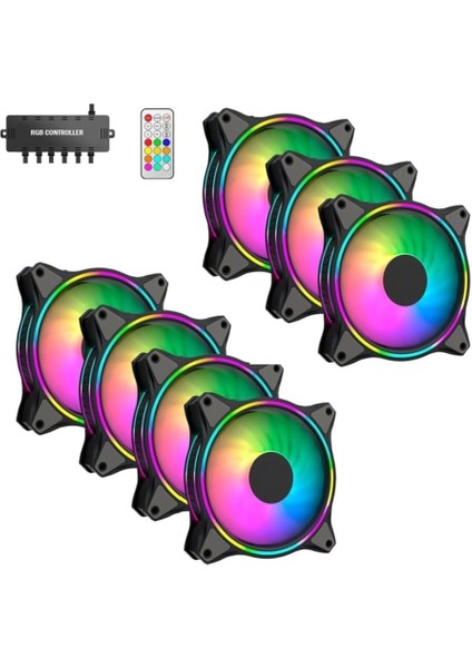 Air Turbine 7X120MM 7'li Argb Pro Fan Seti Kit Kasa Fanı (Kontrolcülü ve Kumandalı)