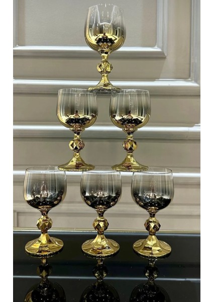 Bohemia Kristal 6' Lı Kahve Yanı Bardağı Gold 150 cc