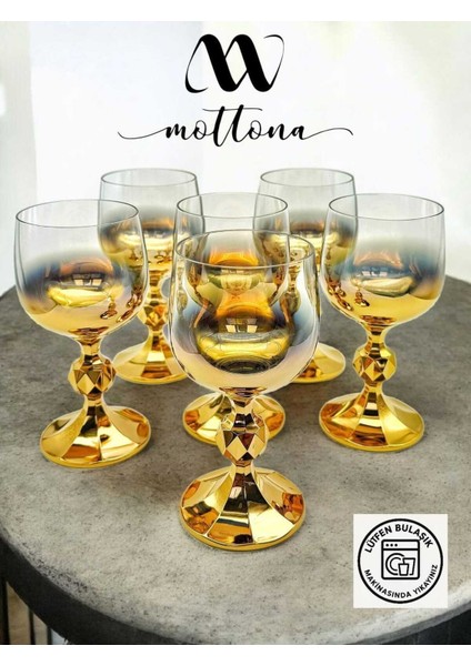 Bohemia Kristal 6' Lı Kahve Yanı Bardağı Gold 150 cc fiyatları