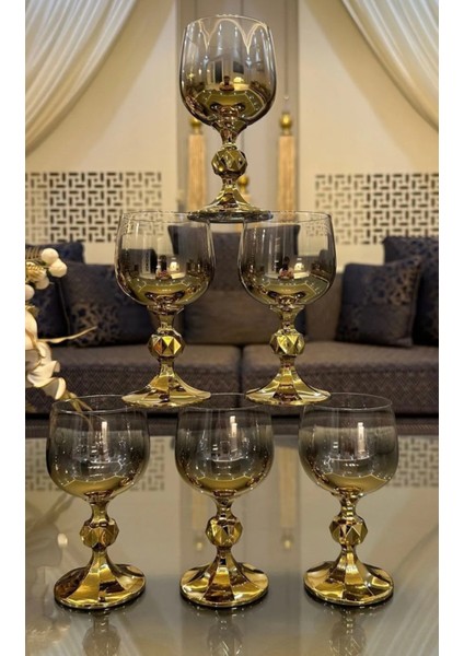 Bohemia Kristal 6' Lı Kahve Yanı Bardağı Gold 150 cc fırsatları