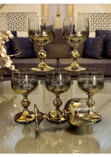 Bohemia Kristal 6' Lı Kahve Yanı Bardağı Gold 150 cc indirimleri