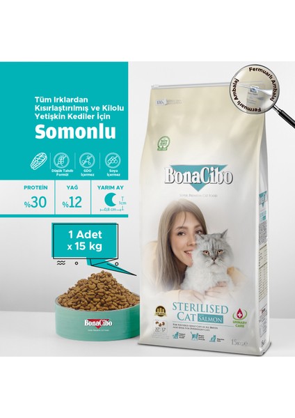 Adult Cat Sterilised Somonlu Kısırlaştırılmış Yetişkin Kedi Maması, 15 Kg, Tüm Irklar, Şekersiz fiyatları