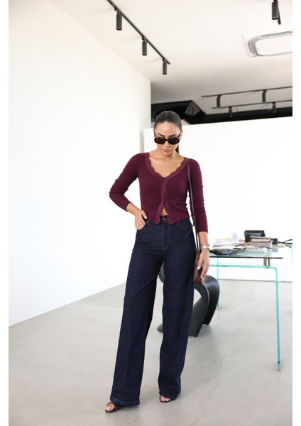 Yüksek Bel Likralı Boru Paça Jean