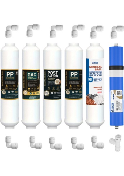 6’lı Su Arıtma Filtresi Seti – Dirsek Hediye! - Kapalı Kasa Uyumlu - Ters Ozmos 80GPD