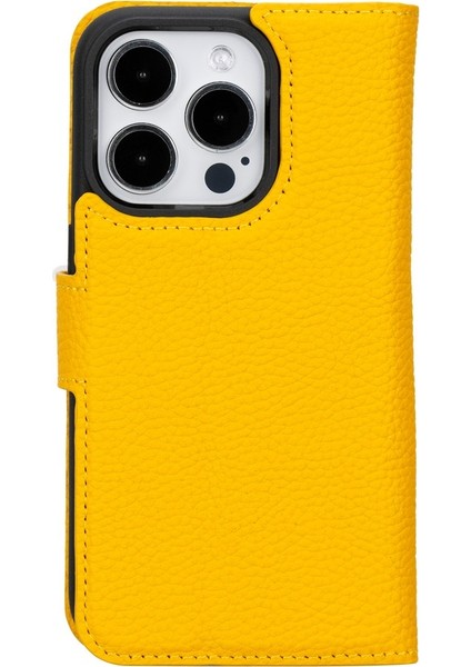 Apple iPhone 15 Pro Uyumlu Deri Cüzdanlı Kılıf Mwwn FL12 Sarı indirimleri