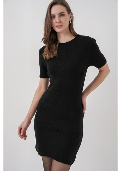 Kadın Kısa Kol Triko Elbise 15950 - Siyah modelleri