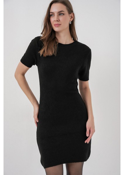 Kadın Kısa Kol Triko Elbise 15950 - Siyah fırsatları