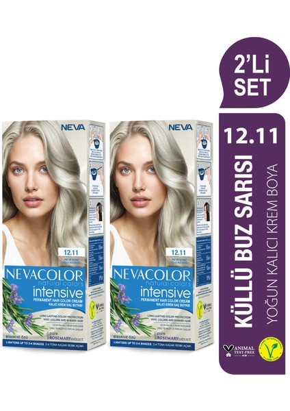 Intensıve 2\'li Set 12.11 Küllü Buz Sarısı Kalıcı Krem Saç Boyası Seti