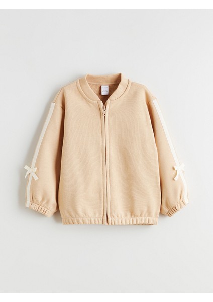 Yeni Sezon Bisiklet Yaka Fiyonk Detaylı Kız Çocuk Hırka