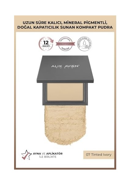 Alıx Avıen Kompakt Pudra - 12 Saate Kadar Kalıcılık - Nötr Cilt Alt Tonu - Compact Powder 07 Tinted Ivory modelleri
