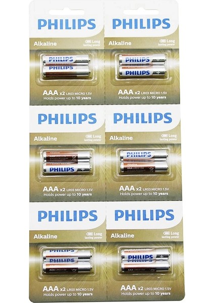 Phılıps Alkaline Ince - Aaa - 1.5V Pil 12PCS= 2li x 6 (5047)