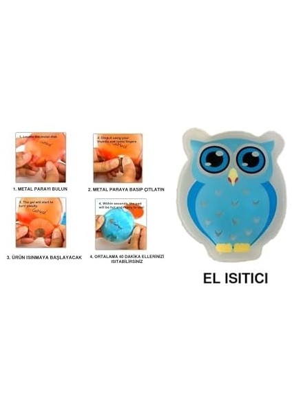 Bosphorus Homi Mavi Baykuş Cep Sobası,el Isıtıcı,sıcak Su Torbası Pvc 9cm