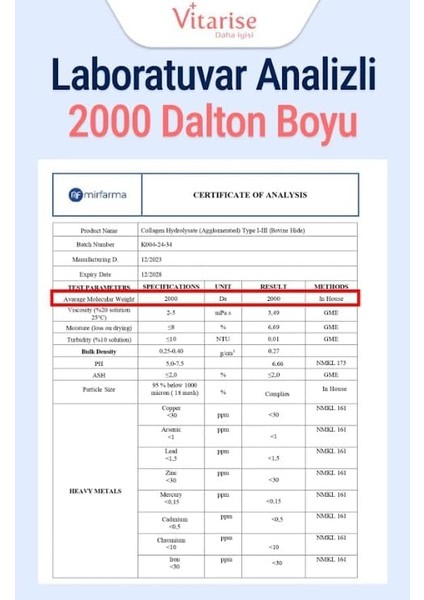 Vitarise Saf Hidrolize Kolajen (Tip 1-2-3) fiyatları